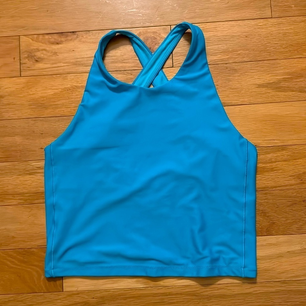 Athleta G!rls | Turquoise Cropped Tank Top | Built in Bra | size XXL (16)